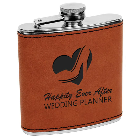 6 oz. Rawhide Laserable Leatherette Stainless Steel Flask Custom Engraved