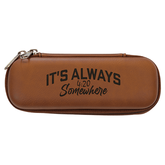 7" x 2 1/2" x 1 3/4" Rawhide Leatherette Smoke Case - Custom Engraved