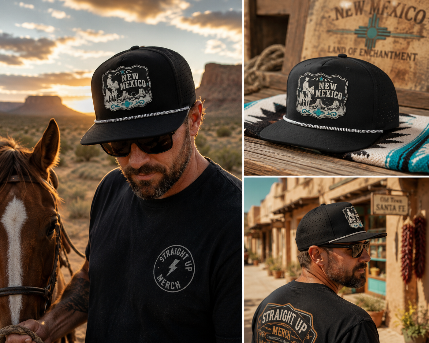 New Mexico Cowboy Turquoise Acrylic Patch Rope Hat